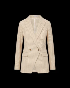Didion Seersucker Jacket in Khaki/White