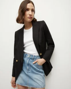 Didion Stretch-Linen Jacket in Black