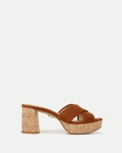 Dory Brown Block Cork-Heel Sandal