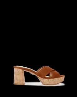 Dory Brown Block Cork-Heel Sandal