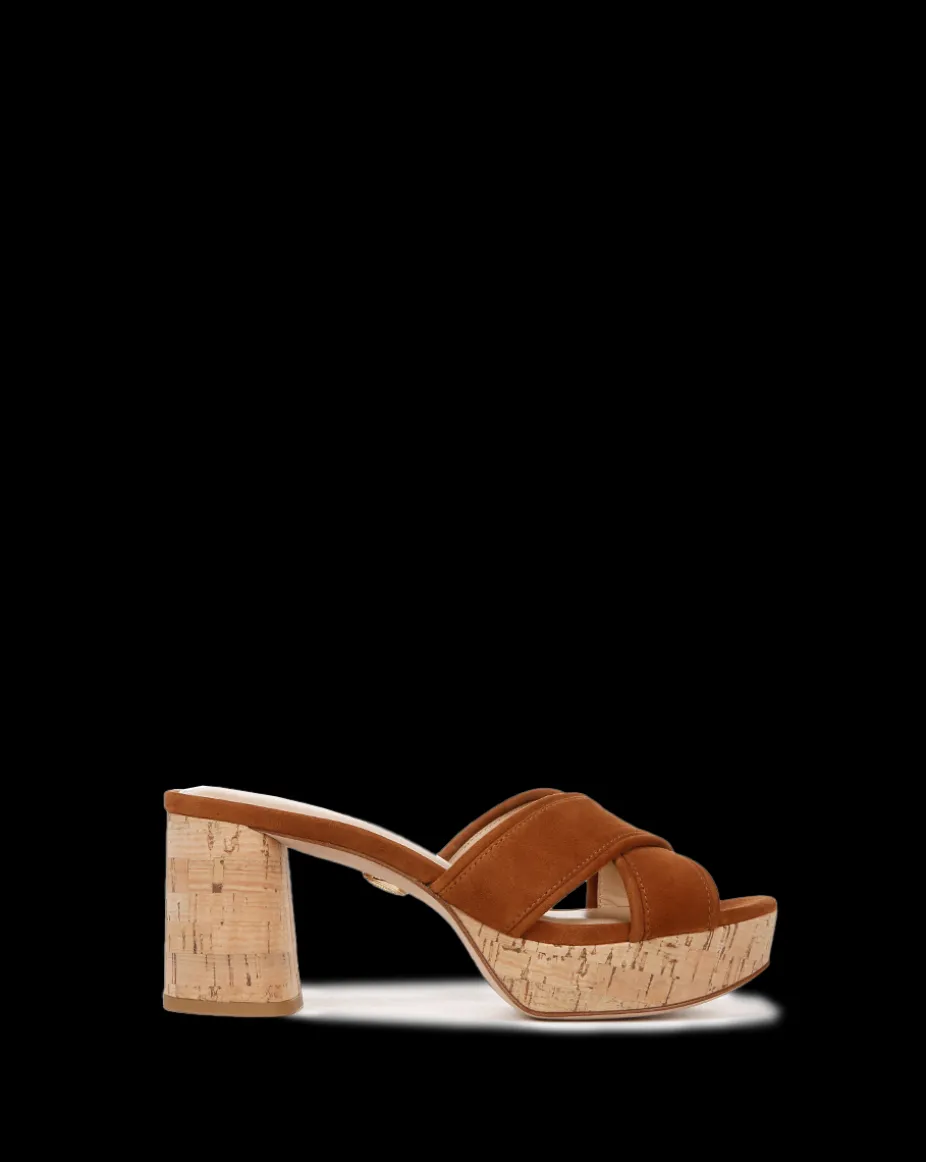 Dory Brown Block Cork-Heel Sandal