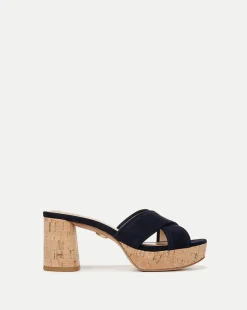 Dory Navy Blue Block-Heel Sandal