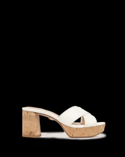Dory White Cork Block-Heel Sandal