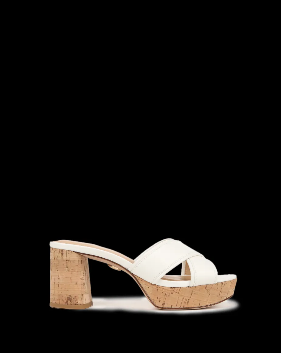 Dory White Cork Block-Heel Sandal