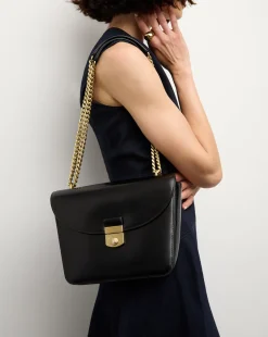 Double Link Flap Bag in Black