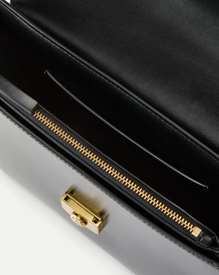 Double Link Flap Bag in Black