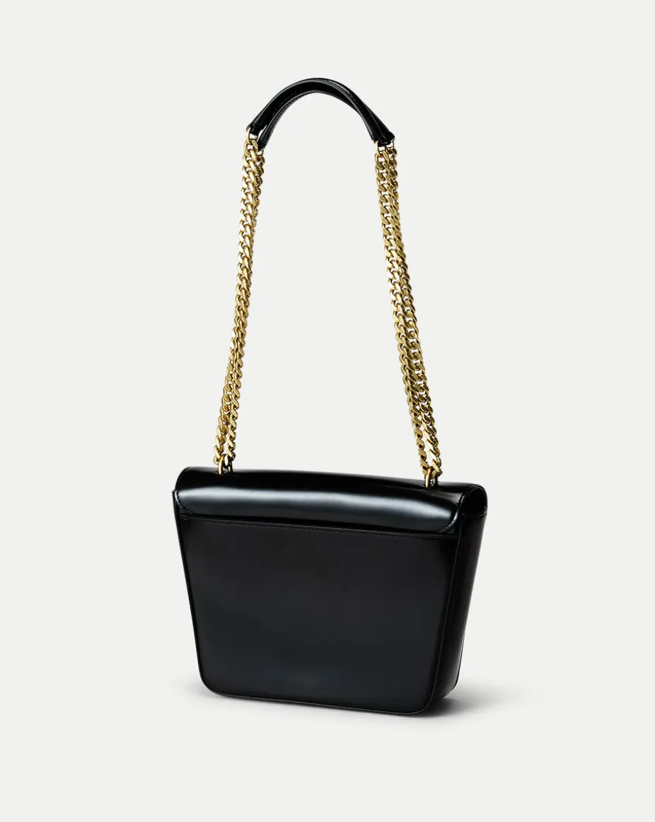 Double Link Flap Bag in Black