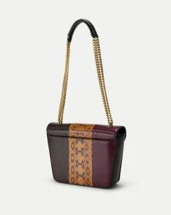 Double Link Patchwork Flap Bag in Cognac Multi