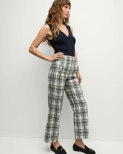 Dova Plaid Pant in Ivory/Navy