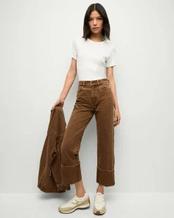 Dylan Cuffed Twill Straight-Leg Pants in Brown