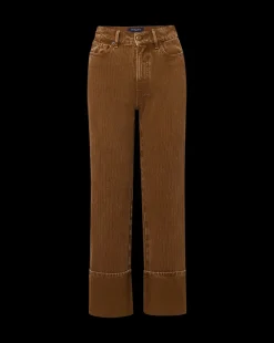 Dylan Cuffed Twill Straight-Leg Pants in Brown