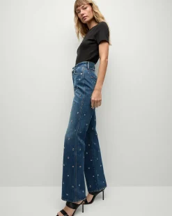 Dylan Grommet Straight-Leg Jeans in Blue Denim