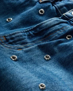 Dylan Grommet Straight-Leg Jeans in Blue Denim