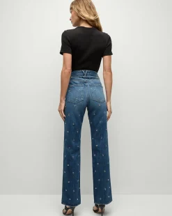 Dylan Grommet Straight-Leg Jeans in Blue Denim