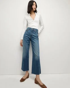 Dylan Straight-Leg Raw Hem Jean in Evening Dusk
