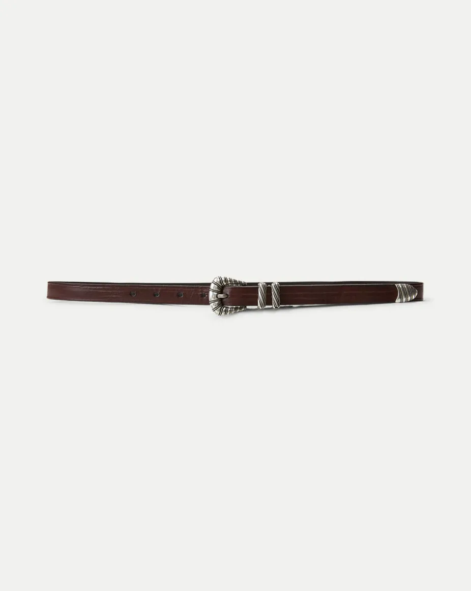 Elsa Leather Belt in Dark Brown
