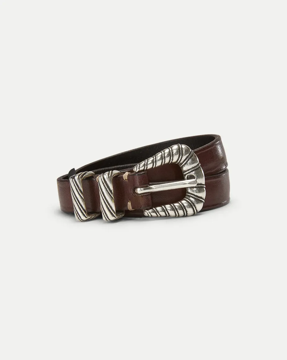 Elsa Leather Belt in Dark Brown