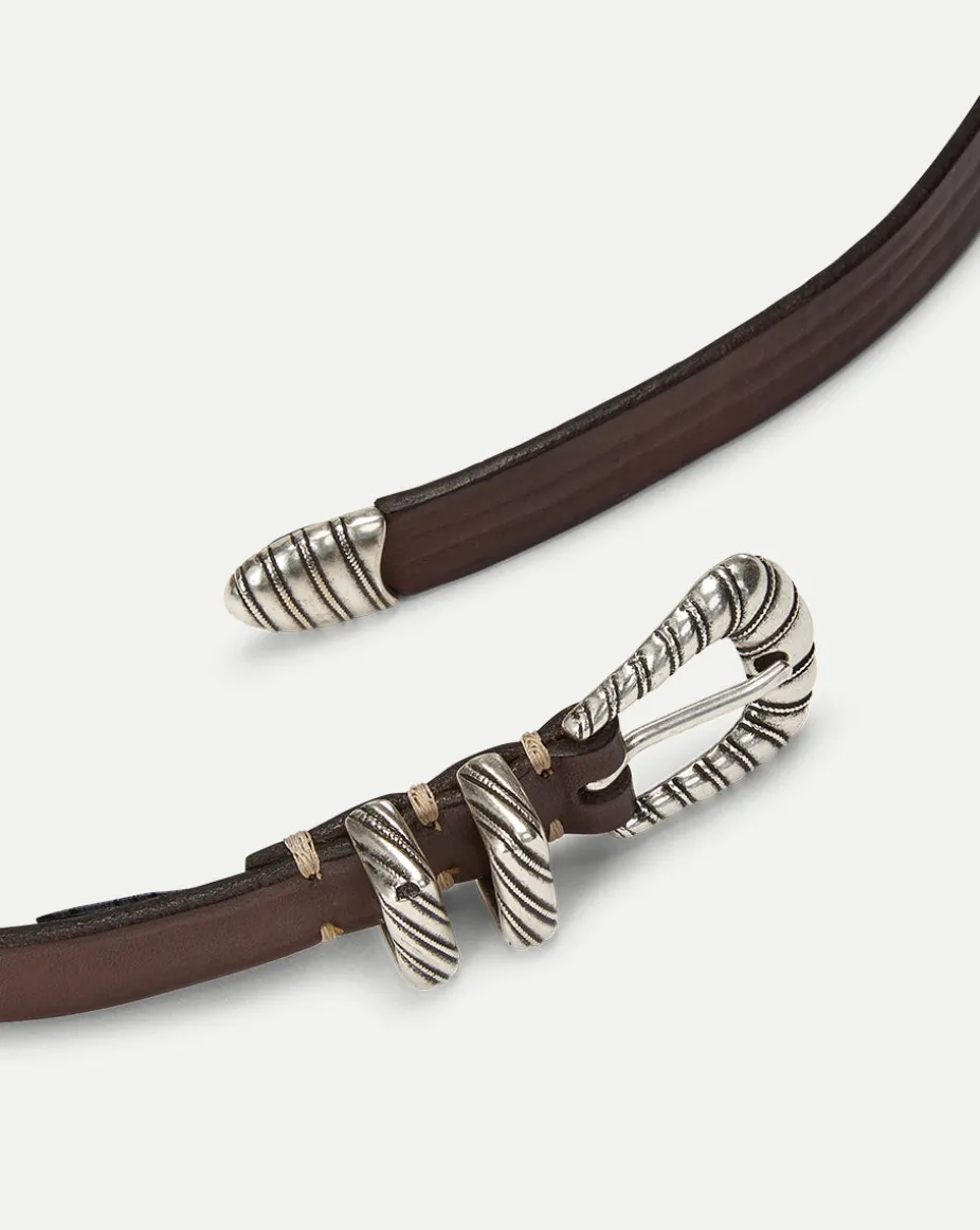 Elsa Leather Belt in Dark Brown