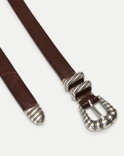 Elsa Leather Belt in Dark Brown