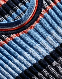 Fabiana Ribbed Dress in Blue Multi