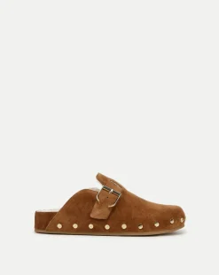 Fern Shearling Clog in Tan Suede