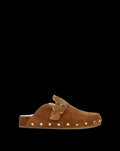Fern Shearling Clog in Tan Suede