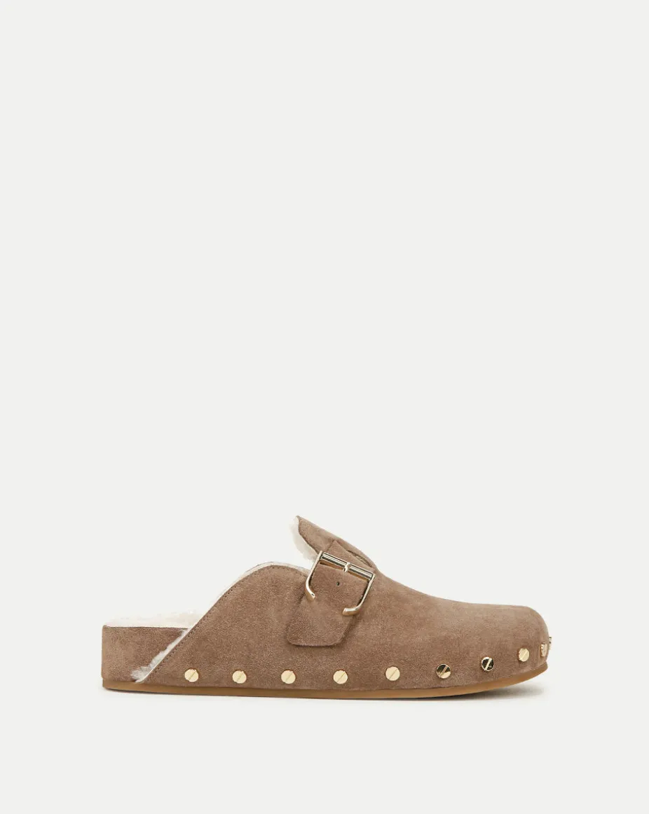 Fern Shearling Clog in Taupe Suede
