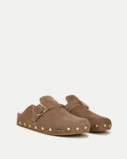 Fern Shearling Clog in Taupe Suede