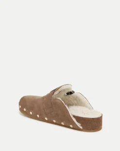 Fern Shearling Clog in Taupe Suede