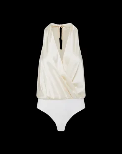 Fernanda Silk Bodysuit in Ivory x Poppy Delevingne