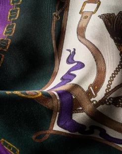 Flora Silk Strapless Maxi Dress in Green & Purple