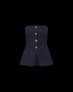 Forman Denim Bustier Top in Dark Wash