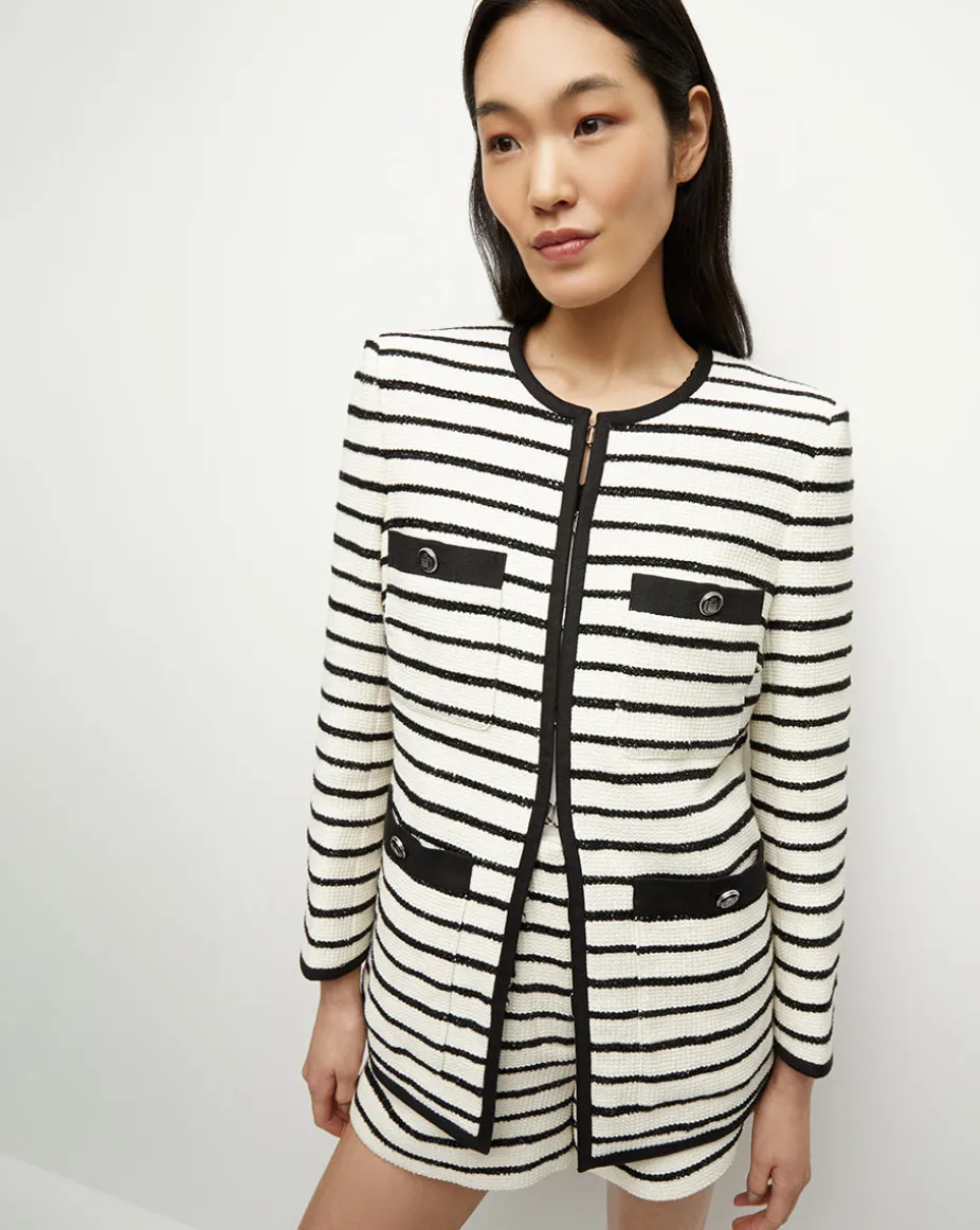 Foster Striped Dickey Jacket in Ivory/Black