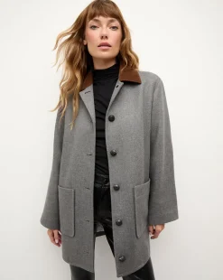 Freya Wool Blend Dickey Coat in Heather Grey