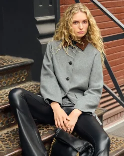 Freya Wool Blend Dickey Coat in Heather Grey