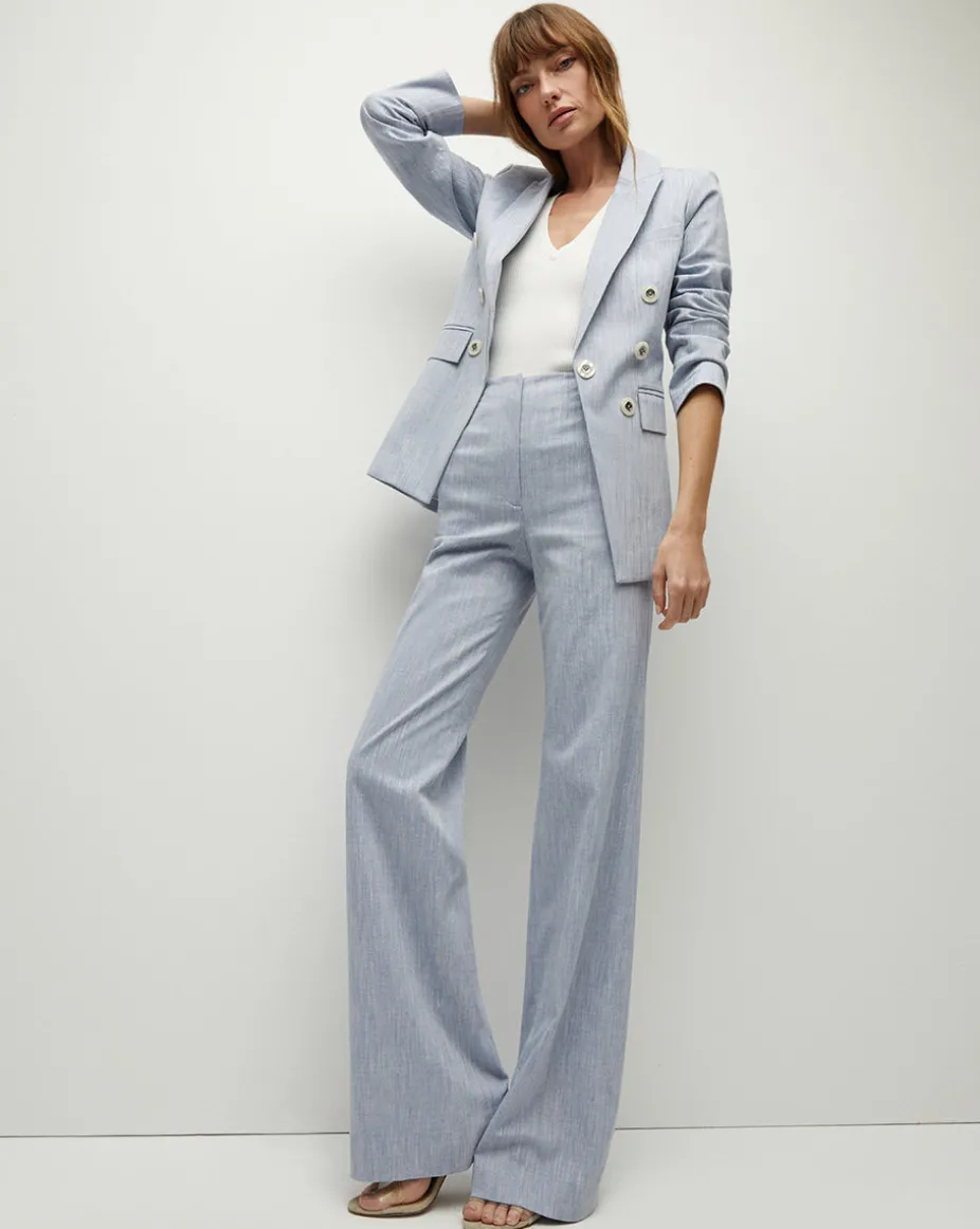 Gaya Metallic Pinstripe Dickey Jacket in Blue Oasis