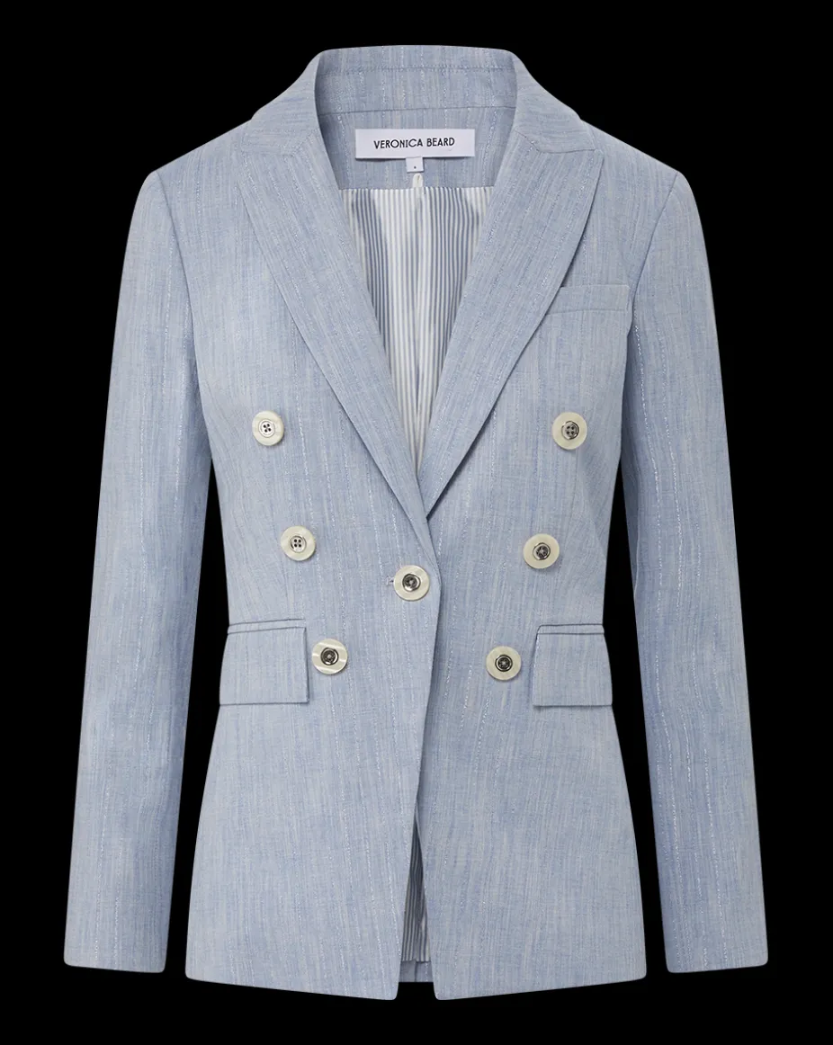 Gaya Metallic Pinstripe Dickey Jacket in Blue Oasis