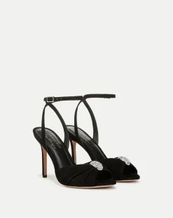 Genevieve Peep-Toe Sandal in Black x Poppy Delevingne