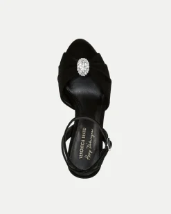 Genevieve Peep-Toe Sandal in Black x Poppy Delevingne