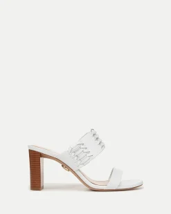 Georgie White Woven Leather Heeled Sandal