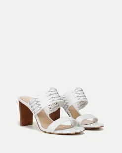 Georgie White Woven Leather Heeled Sandal