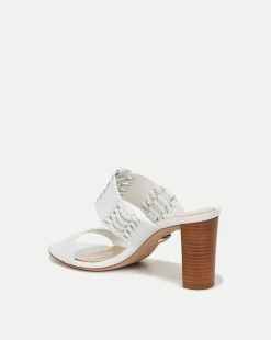 Georgie White Woven Leather Heeled Sandal