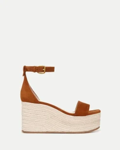 Gianna Raffia Wedge Sandal in Caramel
