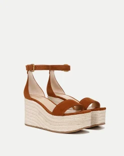 Gianna Raffia Wedge Sandal in Caramel