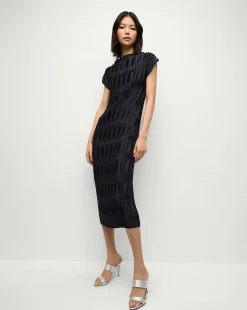Gramercy Pleated Dress in Navy