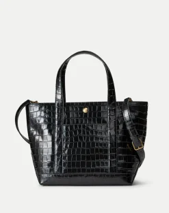 Grand Croc-Embossed Goody Bag in Black