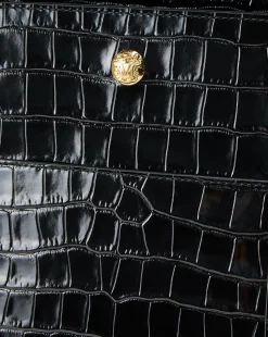 Grand Croc-Embossed Goody Bag in Black