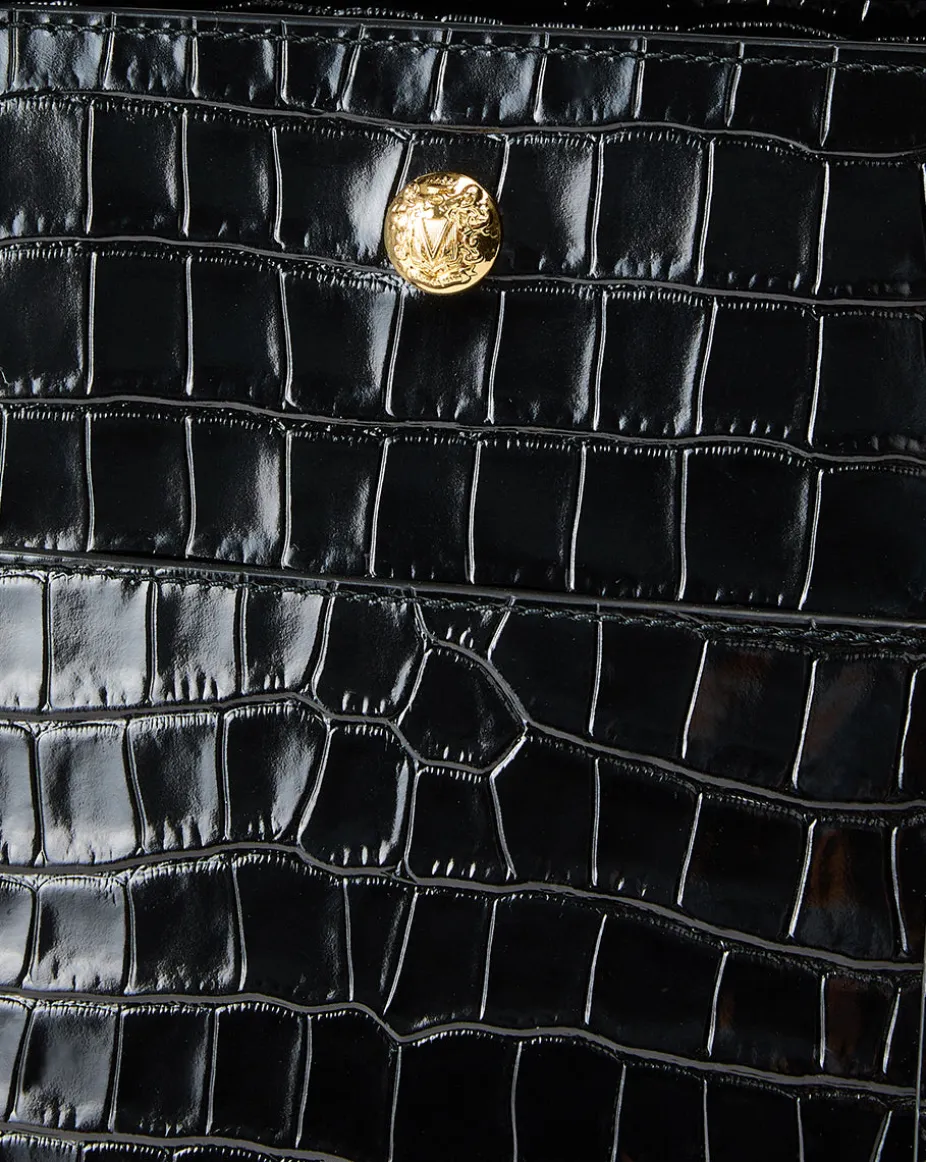 Grand Croc-Embossed Goody Bag in Black