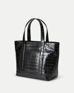 Grand Croc-Embossed Goody Bag in Black