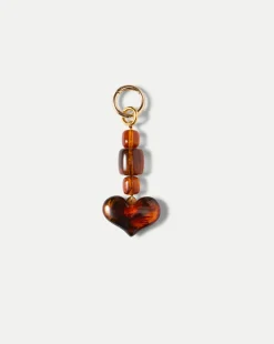 Heart Bag Charm in Brown